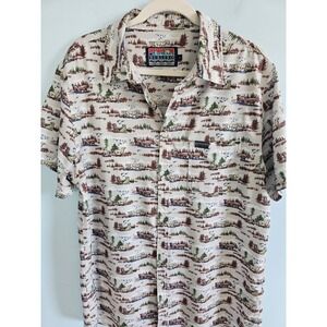 Burlebo Performance Button-Up Shirt Mens L S/S Beige Hunting Dogs Stretch